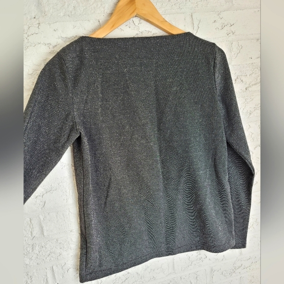 Metallic Charcoal Toned Crew Neck Top - Picture 7 of 7
